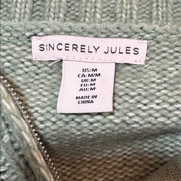 Cable Knit Green Sweater M - Picture 4 of 6